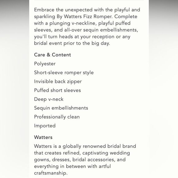 Anthropologie Watters Fizz V-Neck Short-Sleeve
Sequined Romper/ size 16 W - Picture 12 of 12